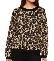 Juicy Couture Leopard Print Metallic Pullover Sweater