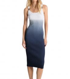 Michael Kors Blue U-Neck Ribbed Dress