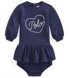 Ralph Lauren Baby Girls French Navy Terry Knit Dress