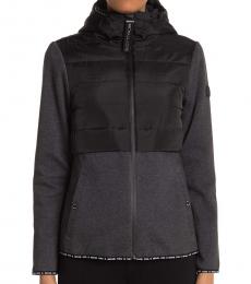 Michael Kors Black Hooded Quilted Zipper Jacket