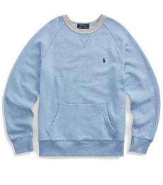Ralph Lauren Boys Cobalt Heather Twill Terry Sweatshirt