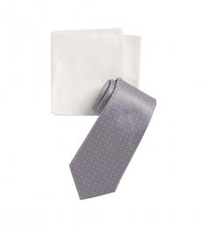 Michael Kors Grey-Pink Dash Toss Tie & Pocket Square Set