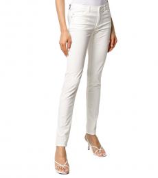 Emporio Armani White Mid-Rise Tapered-Leg Jeans