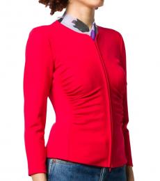 Emporio Armani Bright Red Ruched Stretch Fit Jacket