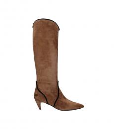 Brown Side Logo Tall Boots