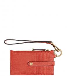 Calvin Klein Burnt Orange Bubble Zip Card Case Wristlet