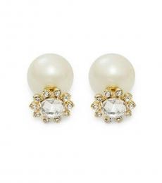 Kate Spade White Reversible Crystal Pearl Back Stud Earrings