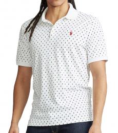 Ralph Lauren White Micro Boats Classic Fit Soft Polo