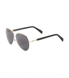 Balmain Black Gold Browline Aviator Sunglasses