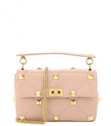 Valentino Garavani Light Pink Roman Stud Medium Shoulder Bag