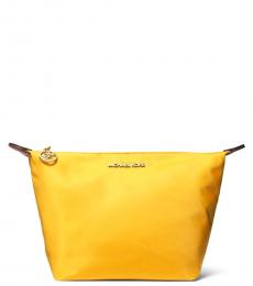 Yellow Solid Cosmetic Pouch