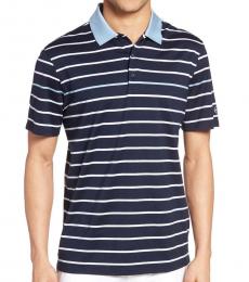 AG Adriano Goldschmied Navy Blue Farrell Stripe Jersey Polo