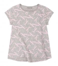 Calvin Klein Girls Grey Tossed Monogram T-Shirt