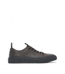 Karl Lagerfeld Dark Brown Pebbled Leather Sneakers