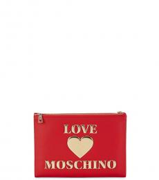 Love Moschino Red Logo Clutch