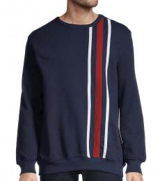 Ben Sherman Navy Blue Vertical-Stripe Crewneck Sweatshirt