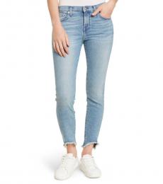 7 For All Mankind Light Blue Hem Ankle Skinny Jeans