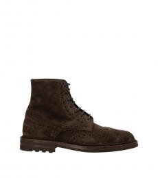 Brunello Cucinelli Brown Embroidery Ankle Boots