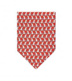 Salvatore Ferragamo Red Micro Elephant Pattern Tie