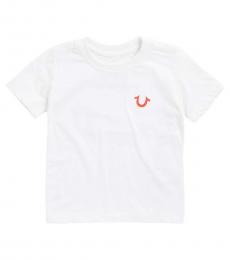 Little Boys White Puff Print Logo T-Shirt
