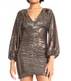 Betsey Johnson Bronze Sequined Ruched Mini Dress