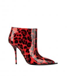 Dolce & Gabbana Red Leopard Print Boot