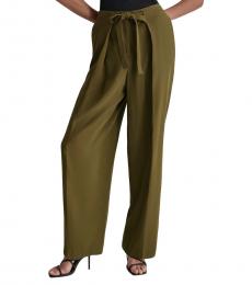 DKNY Dark Olive Tie Front Twill Pants