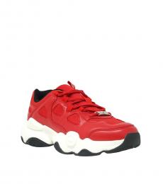 Philipp Plein Red Leather Sneakers