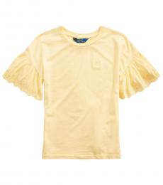 Ralph Lauren Girls Empire Yellow Eyelet Top
