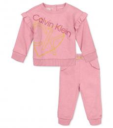 Calvin Klein 2 Piece Sweatshirt/Jogger Pants Set(Baby Girls)