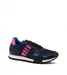 Blue Pink Logo Sneakers