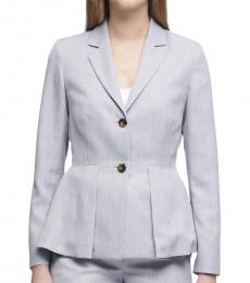 DKNY Blue Peplum Two-Button Two-Button Blazer