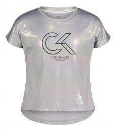 Calvin Klein Girls Silver Performance Foil T-Shirt