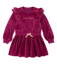Calvin Klein Baby Girls Pink Ruffled Velour Dress