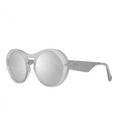 Roberto Cavalli Silver Transparent Round Sunglasses