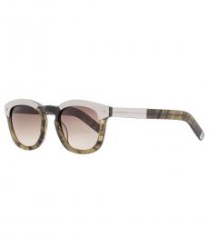 Brown Silver Square Sunglasses