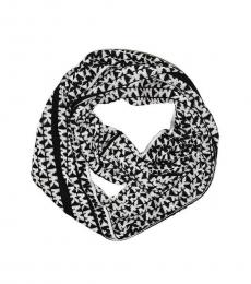 Michael Kors White & Black MK Logo Reversible Scarf