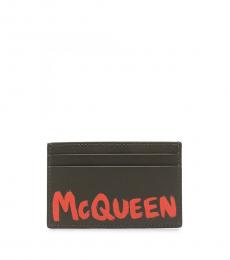 Alexander McQueen Brown Graffiti Logo Card Holder
