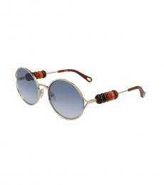 Blue Beaded Round Sunglasses