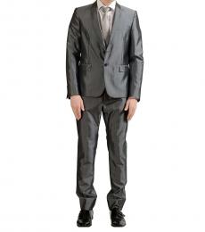 Just Cavalli Silver Wool Two Button Suit