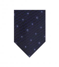 Roberto Cavalli Blue Black Micro Diamond Tie