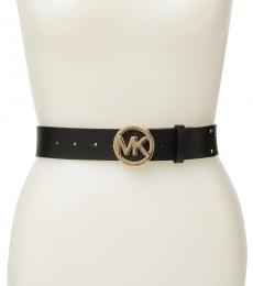 Michael Kors Black Gold Logo Buckle Belt