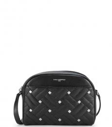 Karl Lagerfeld Black Studded Woven Small Crossbody