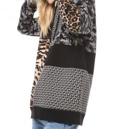 Michael Kors Dark Grey Mixed-Print Terry Hoodie