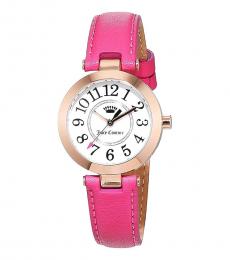 Juicy Couture Pink-Rose Gold Leather Casual Watch