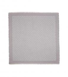 Tory Burch Ashed Gray Logo Jacquard Traveler Scarf