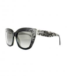 Valentino Garavani Black White Faded Lace Sunglasses