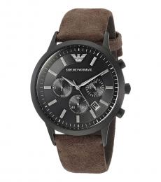 Emporio Armani Brown Chronograph Black Dial Watch