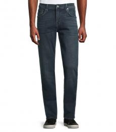 7 For All Mankind Navy Blue Low-Rise Straight-Leg Jeans