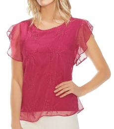 Wild Hibiscus Eyelet Embroidered Top